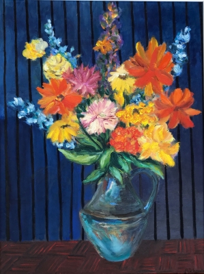 Blumen in Blauer Vase,  61x46cm, 1988