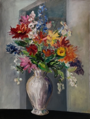 Blumen vor der Türe, 61x46cm, 1989