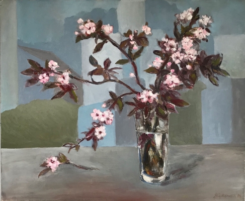 Kirschblüten im Glas, 38x46cm, 1989