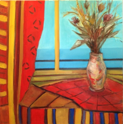 Blumen am Fenster,  60x60cm, 2003