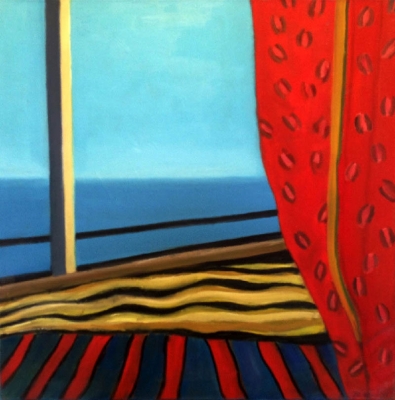 Rotblauer Teppich, 60x60cm, 2003