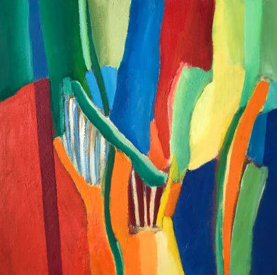 Blumen auf dem Stuhl, 70x70cm, 2018