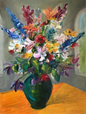 Blumenstrauss in der Alkove, 61x46cm, 1989