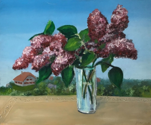 Flieder auf der Alp, 38x46cm, 1988