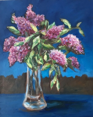 Flieder in München, 50x40cm, 1987