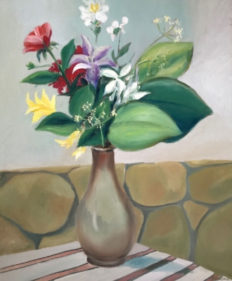 Frühlingsstrauss auf der Terrasse, 46x38cm, 1991