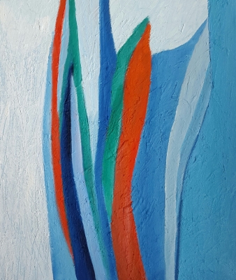 Knospen in Blau, 55x46cm, 2017