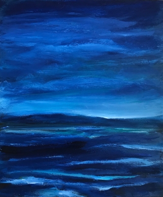 Küste im Mondschein, 60x50cm, 2020