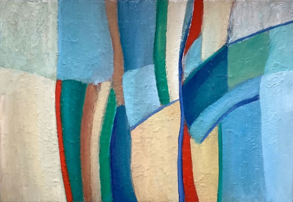 Landschaft mit roter Birke, 50x73cm, 2019