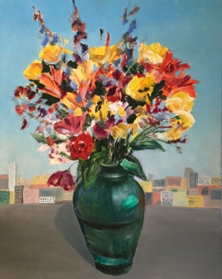 Portrait eines Blumenstrausses in Tel Aviv, 50x40cm, 1989