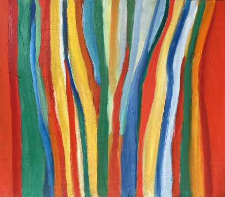 Rote Strömungen, 80x90cm, 2023