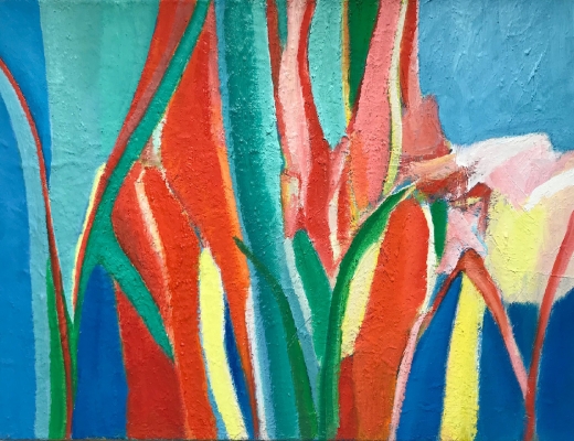 Roter Bambus, 46x61cm, 2018