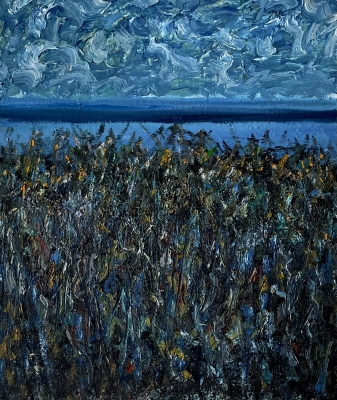 Schilf am Ufer, 65x54cm, 2024