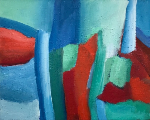 Spaziergang in Rot, 40x50cm, 2018