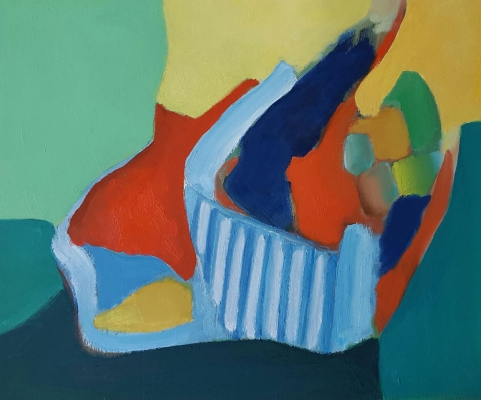 Sie und die Katze, 46x55cm, 2016